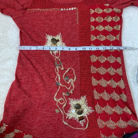 S and C bead and sequin embroidered long sleeved drop waist sweater dress small - Picture 11 of 13